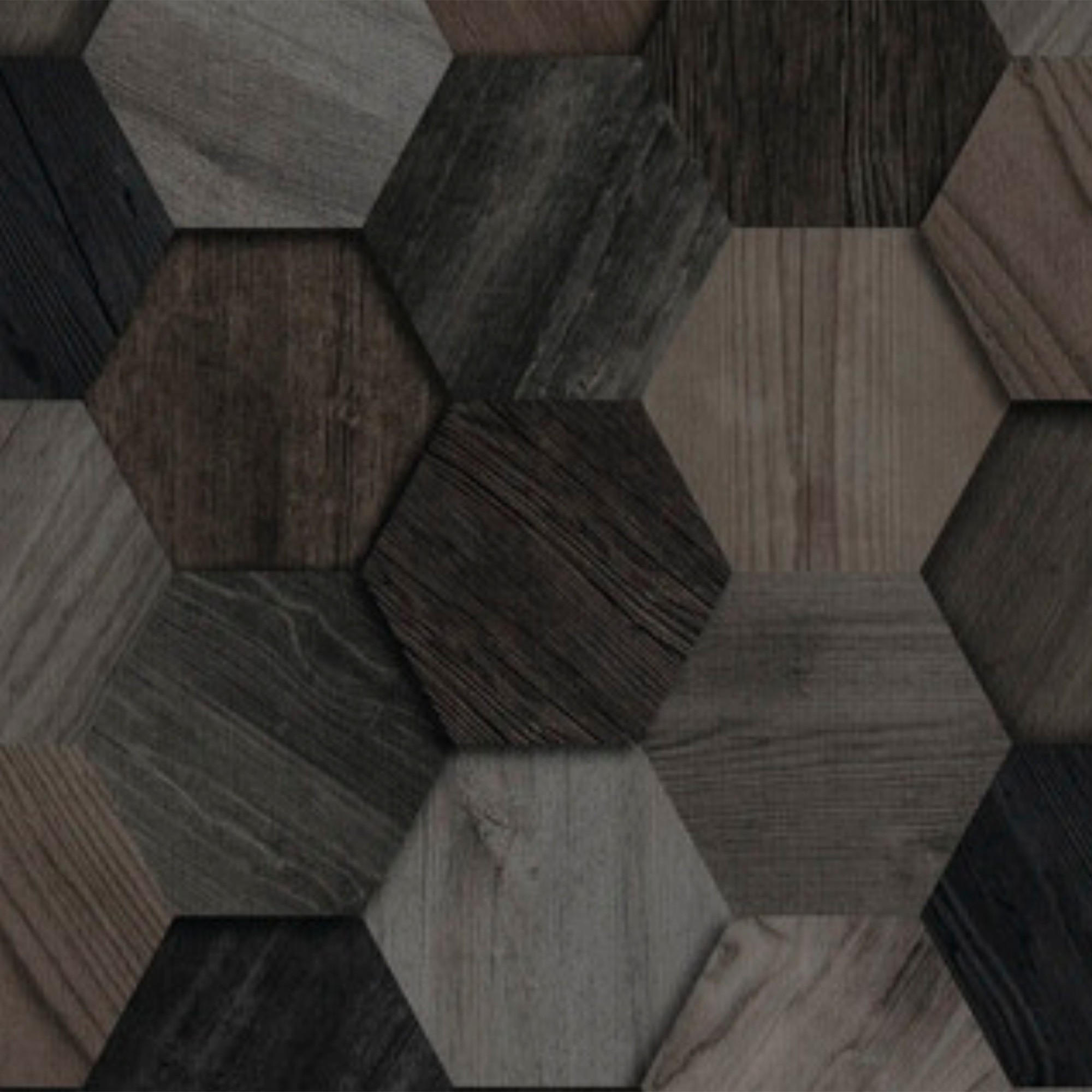 VLIESTAPETE Hexagon Holz Gris - Grau, Papier/Kunststoff (52/1000cm) - Superfresco Easy