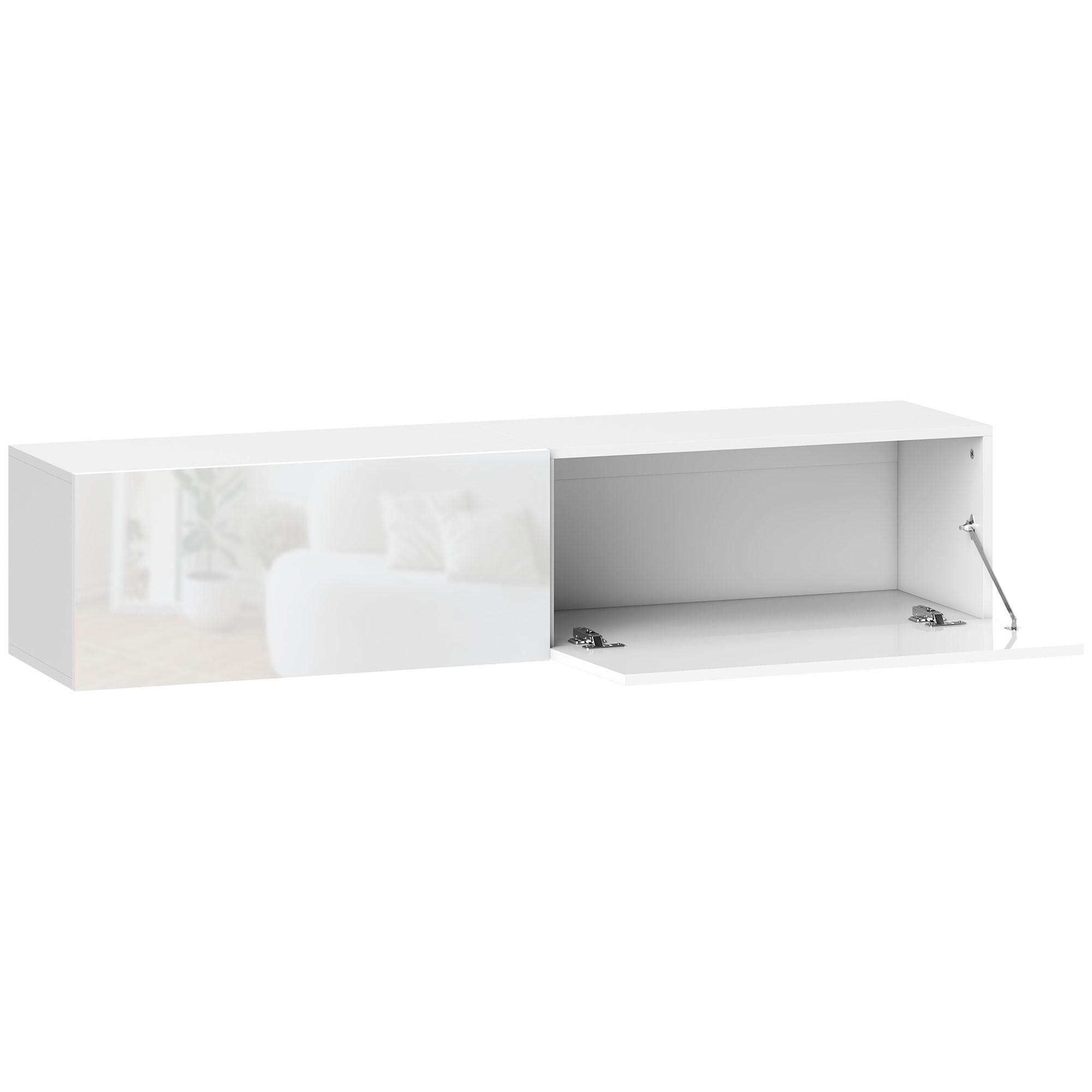 TV Schrank hängend 140 cm TV Board für Fernseher bis zu 65 Zoll mit Stauraum - Weiß, Holzwerkstoff (33/29.8/140cm) - HOMCOM