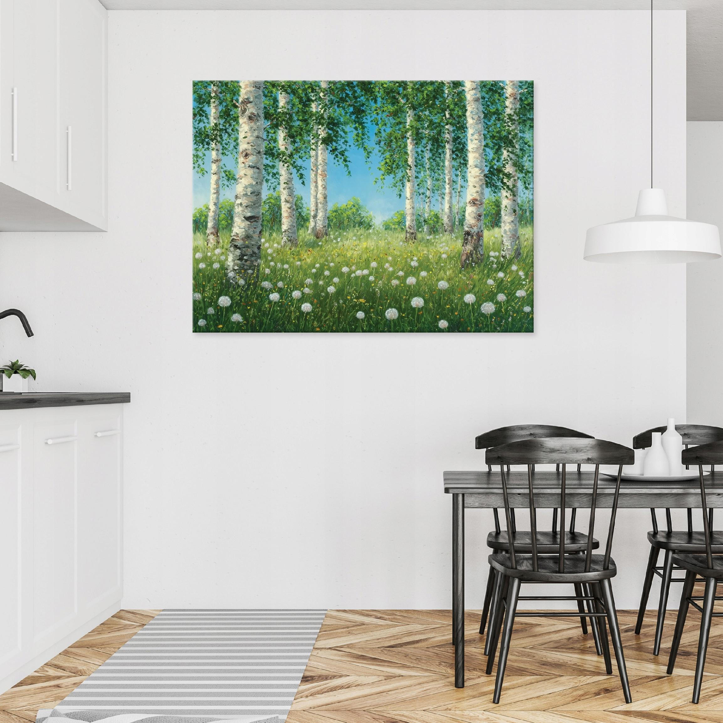 LEINWANDBILD Wald Birken Grün 100x70 cm - Multicolor, Holzwerkstoff (100/70cm) - Wallarena