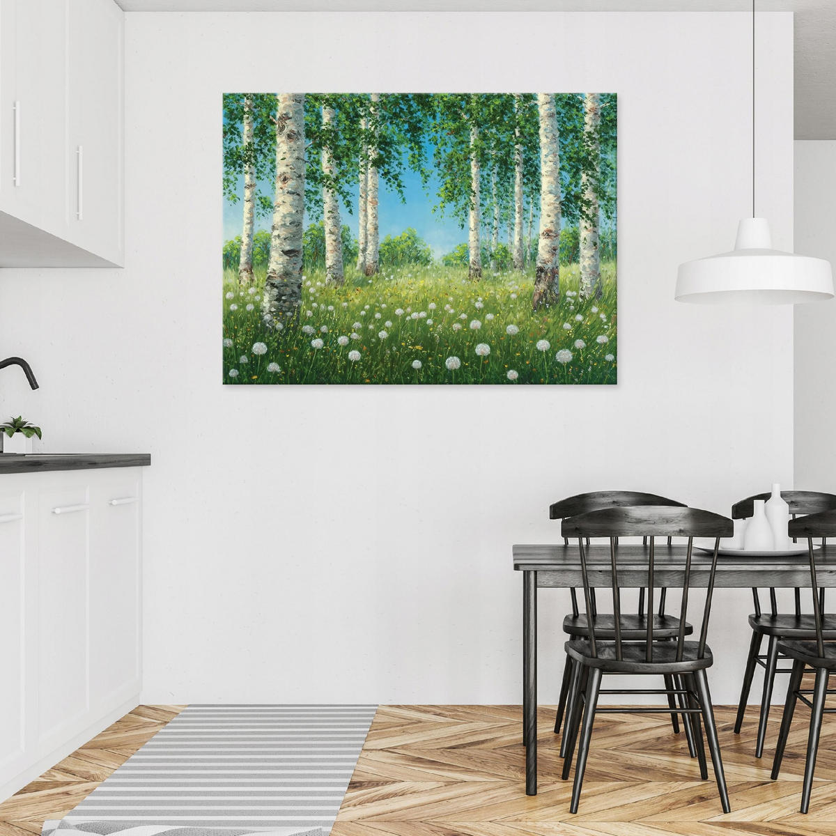 LEINWANDBILD Wald Birken Grün 100x70 cm - Multicolor, Holzwerkstoff (100/70cm) - Wallarena