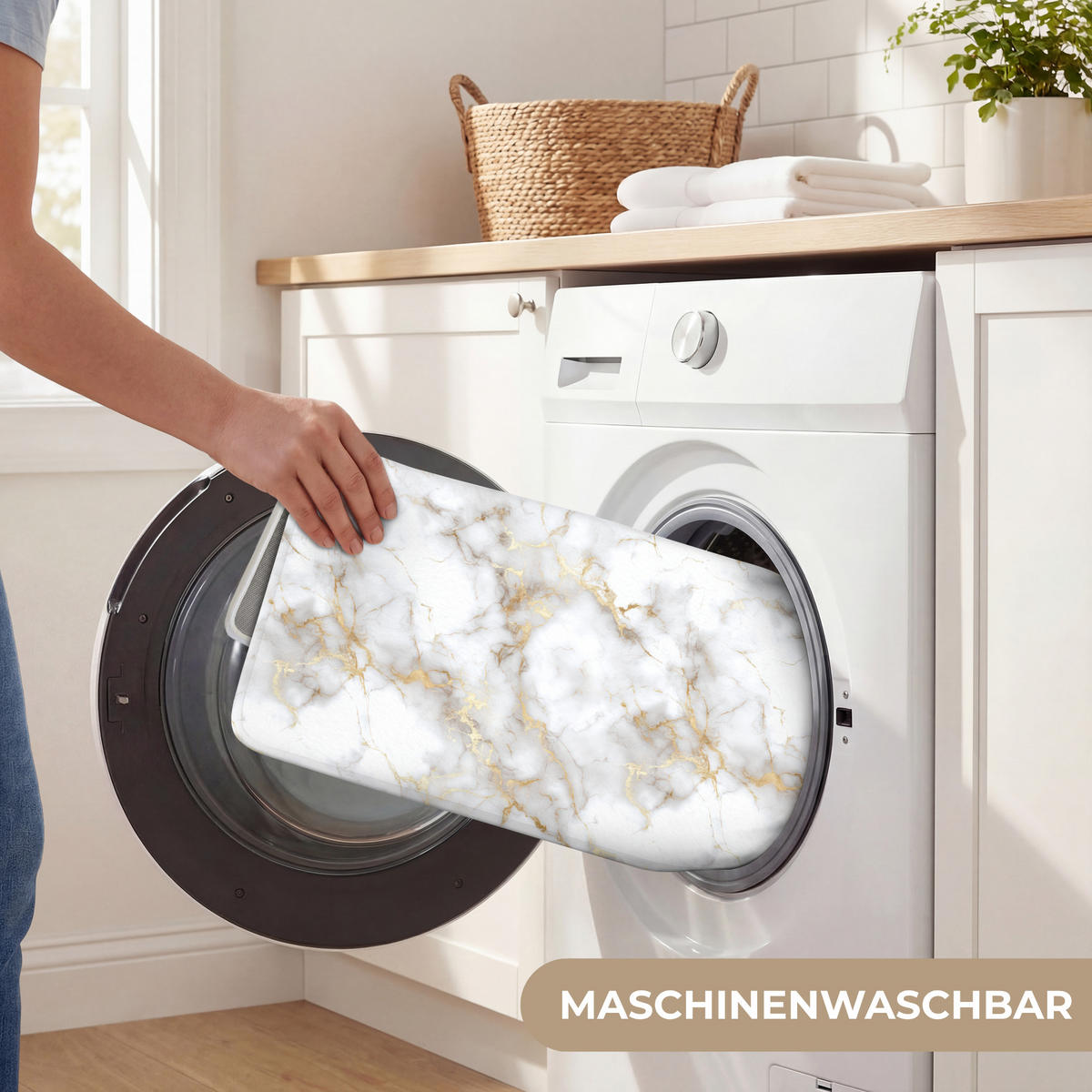 WC PŘEDLOŽKA Zlaté žilky - Mramor - Bílý 50x80 cm - bílá, textil/plast (50/1cm) - OnlyWow