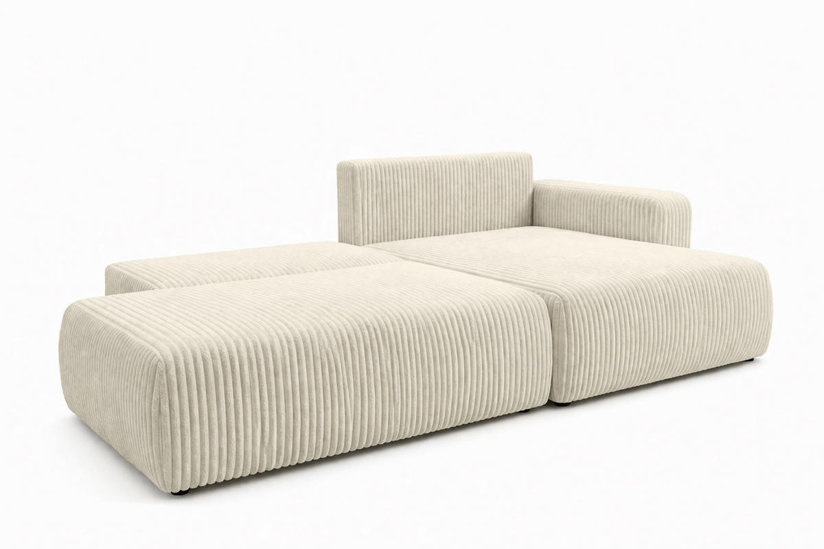 ECKSOFA Mit Schlaffunktion Und Bettkasten, Cordstoff Tilia, Ecru, Rechts, OPEN XL - Ecru, Holz (262/145cm) - Kaiser Möbel