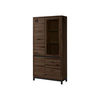 VITRINE Kernbuche 103x40x205 tabacco braun geölt VILLANDERS #201 - Dunkelbraun, Holz (103/205/40cm) - Massivmoebel24
