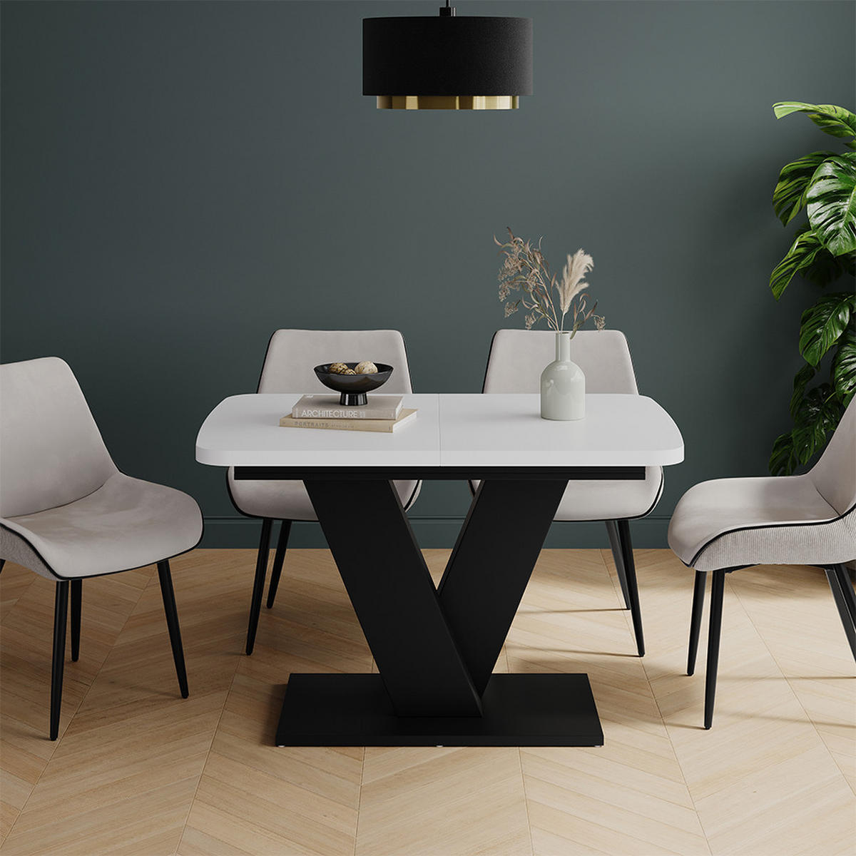 JEDÁLENSKÝ STÔL Fenaro Biela/čierna - čierna/biela, kompozitné drevo (80/120/77.4cm) - Vicco