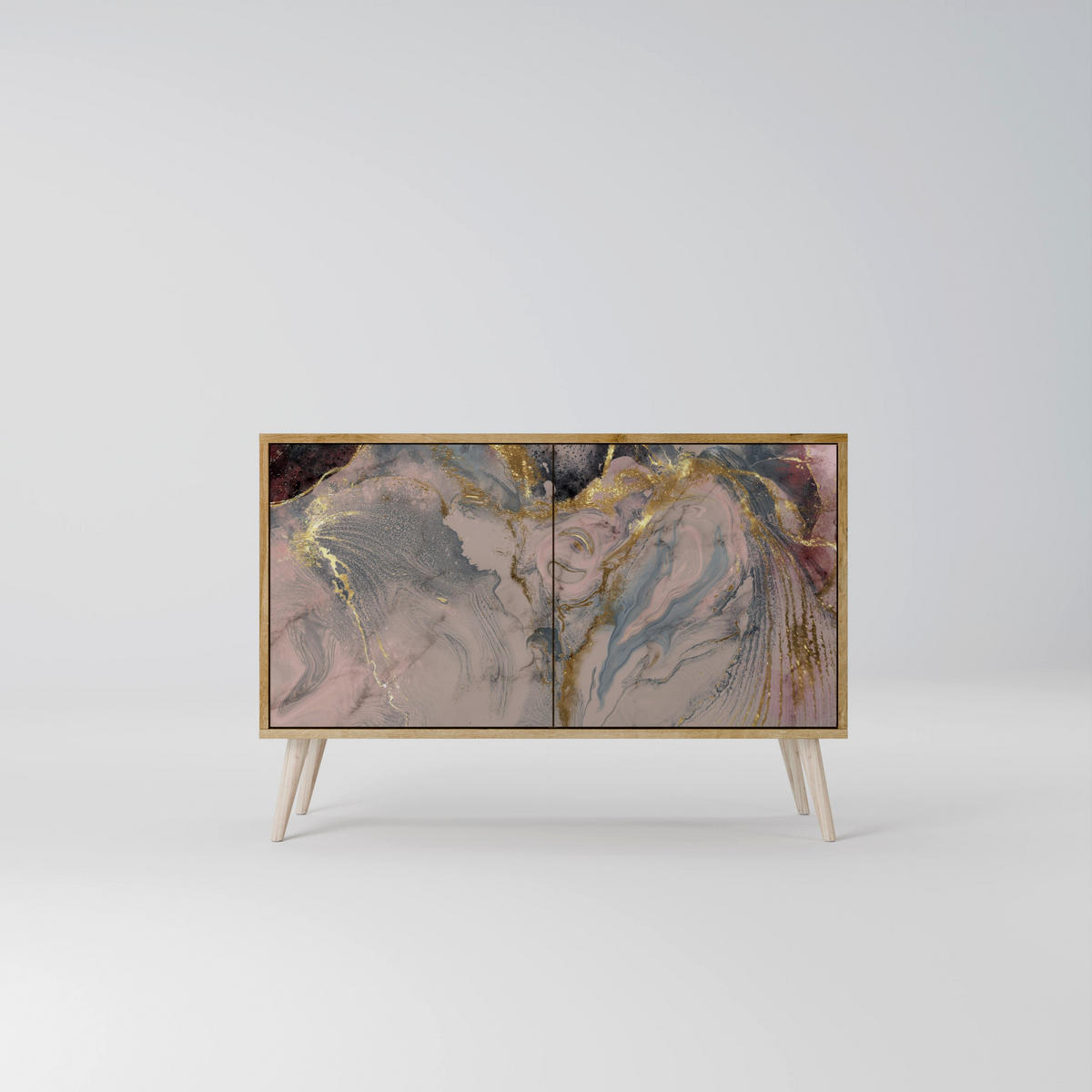 SIDEBOARD GILDED SWIRLS, Eicheneffekt, 111x42x77,5 cm, 2 Türen - Eichefarben/Buchefarben, Holzwerkstoff/Buchenholz (111/77.5/42cm) - SpaceRebels