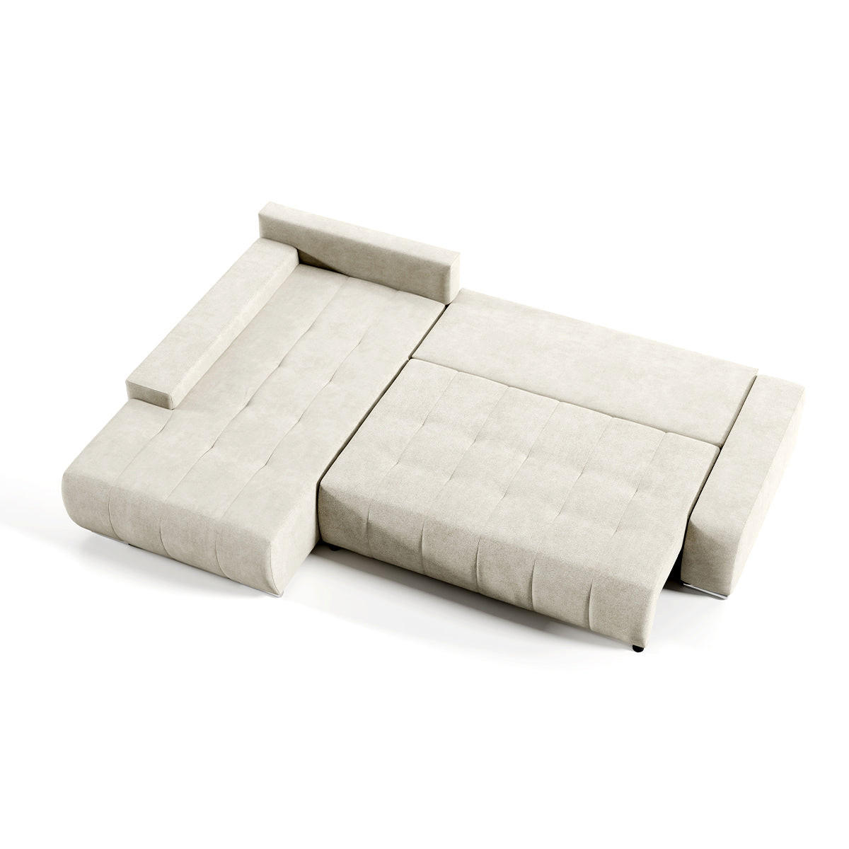 ECKSOFA Jonas 4 Sitzplätze Cremeweiß - Grün, Holzwerkstoff (265/185cm) - Petits-meubles