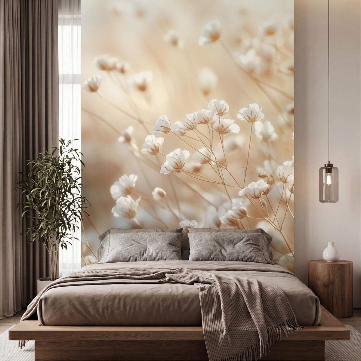 TAPETE - Wild - Blumen - Weiß - 200x300 cm - Creme, Papier (200/300cm) - OnlyWow