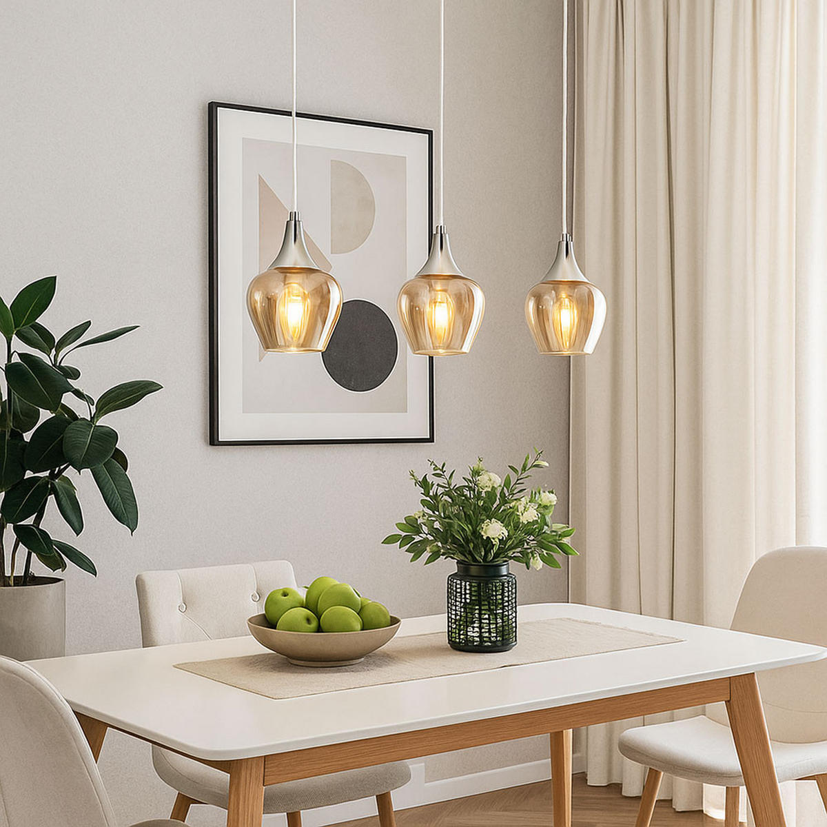 HÄNGELEUCHTE DROP Glas Silber - Silberfarben, Glas (65/15/150cm) - Nowa