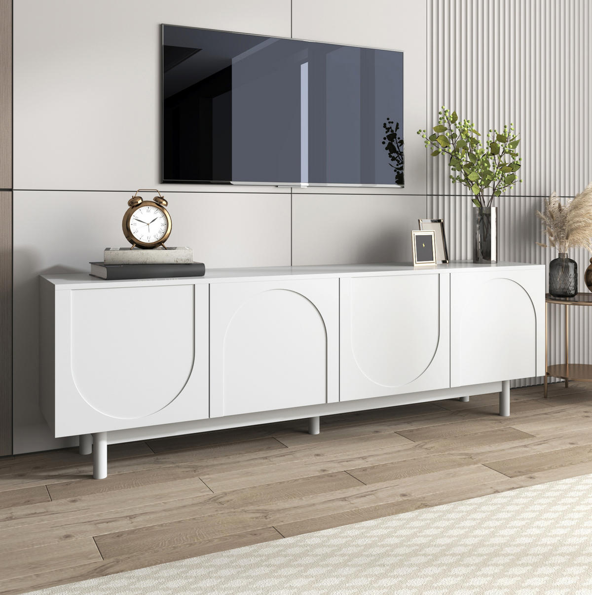 TV-ELEMENT mit 4 Türen 175 x 38 x 56 cm Weiß - Weiß, Holzwerkstoff (38/56/175cm) - Beauniv