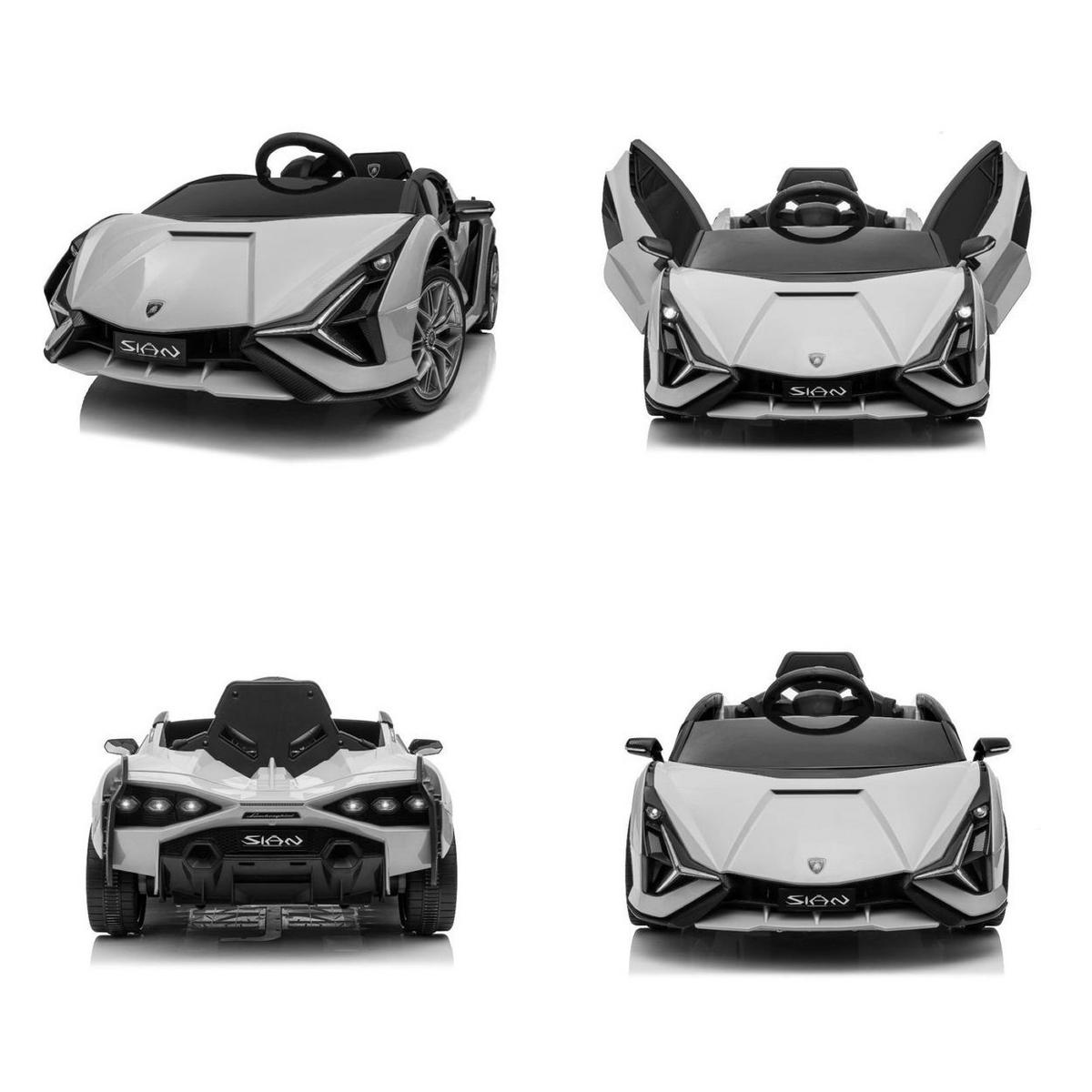KINDERELEKTROAUTO Lamborghini Sian weiß EVA-Reifen Flügeltüren Scheinwerfer - Weiß, Kunststoff (108/62/40cm) - Es-Toys