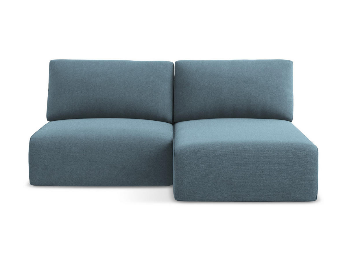 ECKSOFA mit Schlaffunktion rechts Strukturstoff Stoff Blau - Blau/Schwarz, Kunststoff/Textil (210/149cm) - Makamii