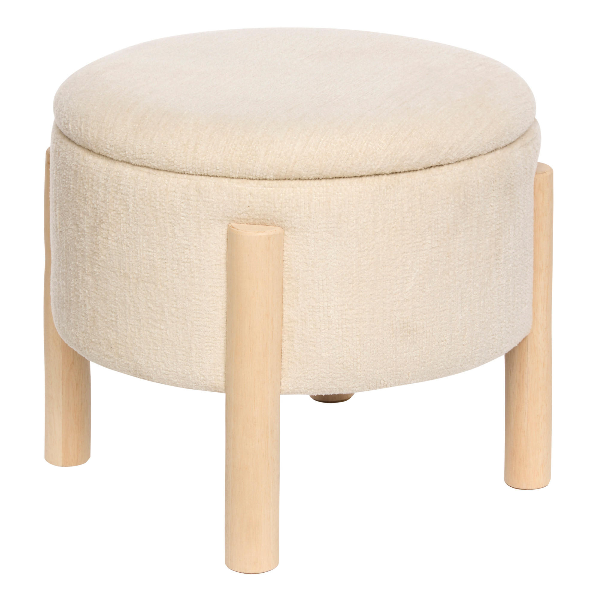 POUF mit Stauraum Elki Beige Ø 45,5 cm, 37 cm - Beige, Holzwerkstoff (45.5/37/45.5cm) - Atmosphera Createur d´interieur