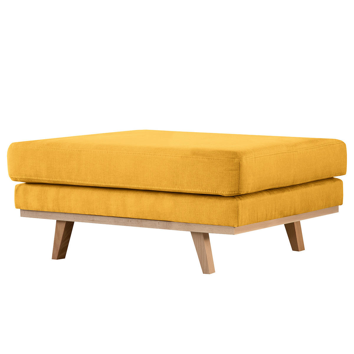 POLSTERHOCKER - Gelb/Buchefarben, Buchenholz/Textil (85/43/60cm) - home24