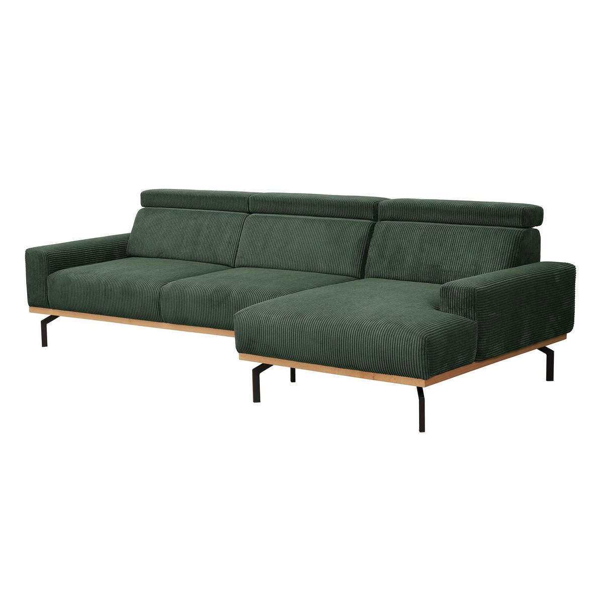SOFA mit Longchair rechts Katrien Cordstoff dunkelgrün - Dunkelgrün, Kunststoff (135/280cm) - 58aufmkessel