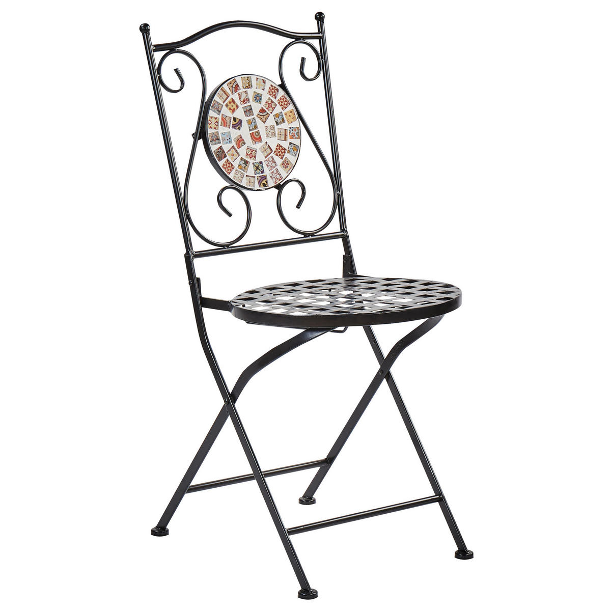 GARTENSTUHL 2er-Set Metall Schwarz Casario - Multicolor/Schwarz, Metall (40/90/44cm) - Beliani