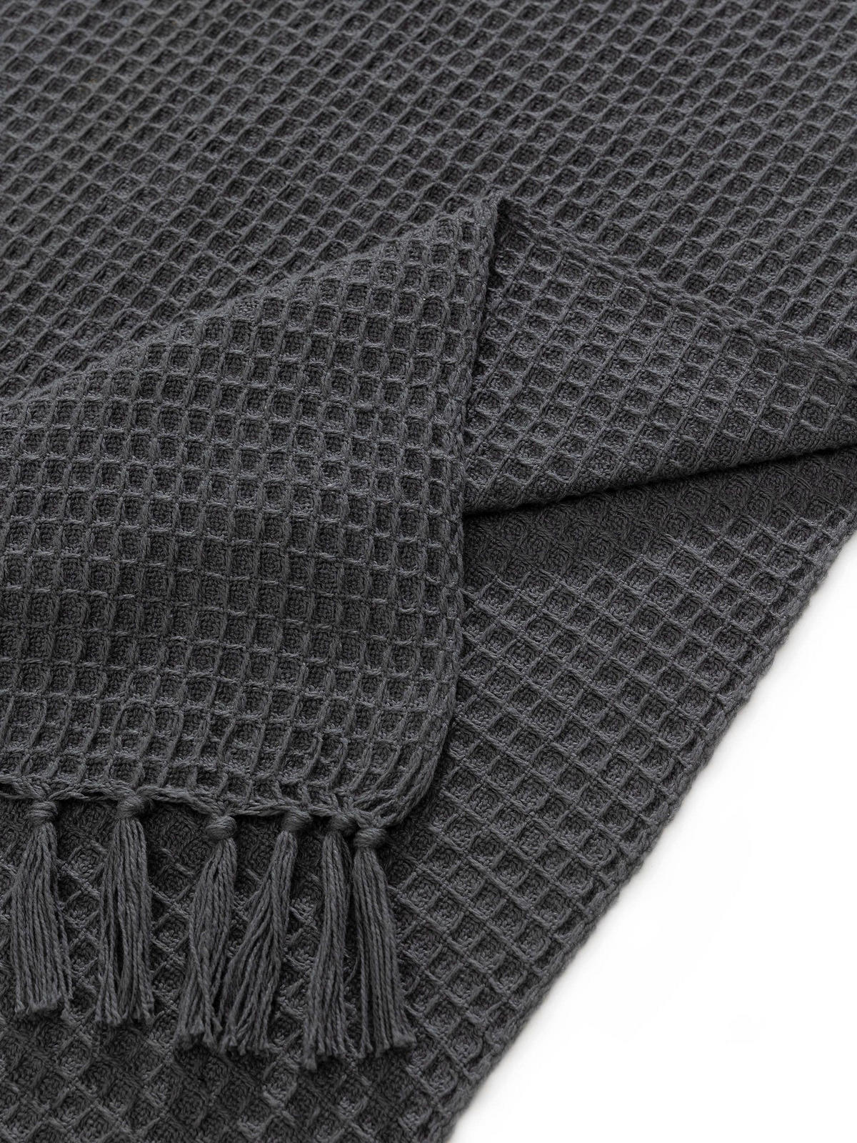 BAUMWOLLDECKE Amalia Dunkelgrau 125x150 cm - Dunkelgrau, Textil (125/150cm) - benuta Pure