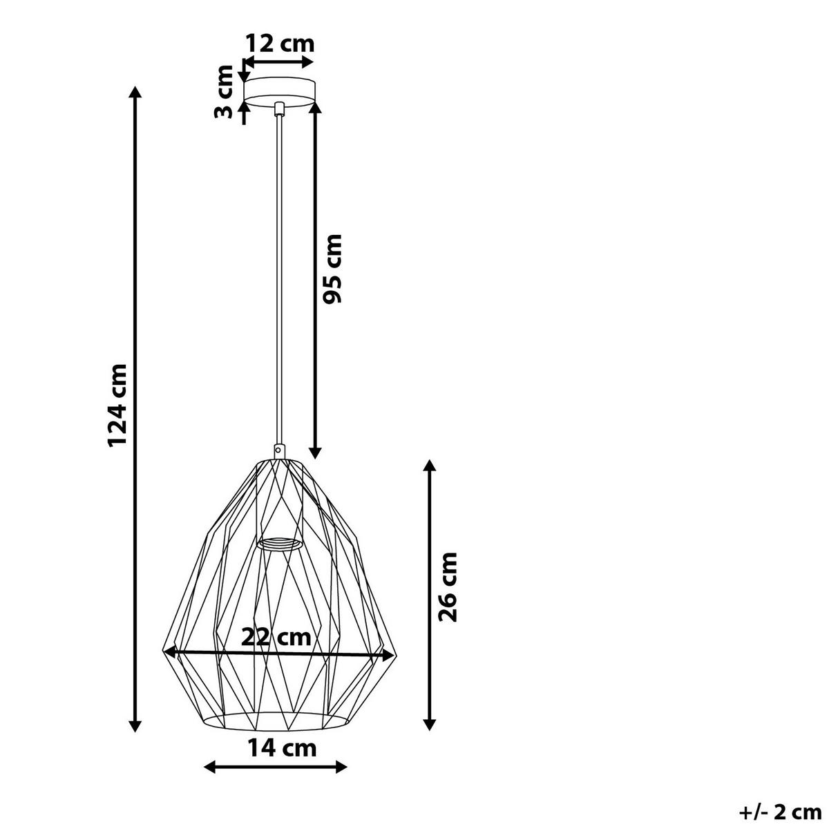 HÄNGELEUCHTE Magra 22/22/124 cm - Schwarz, Metall (22/22/124cm) - Beliani