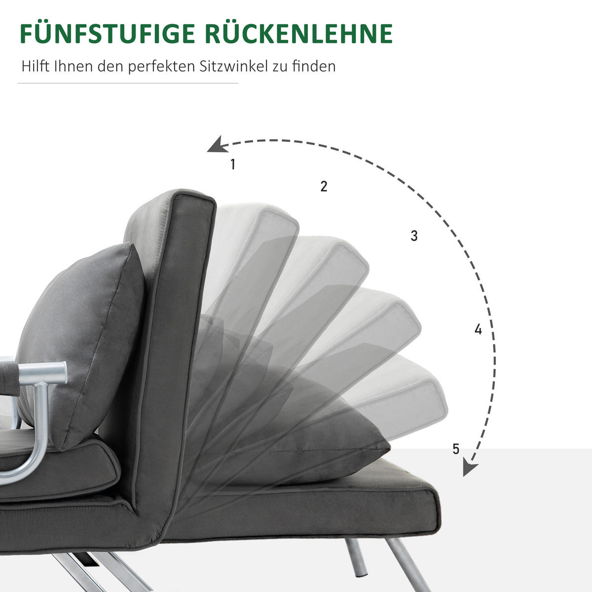 SCHLAFSESSEL, Kunstleder, Metall, Grau - Grau, Kunststoff (69/80/65cm) - HOMCOM