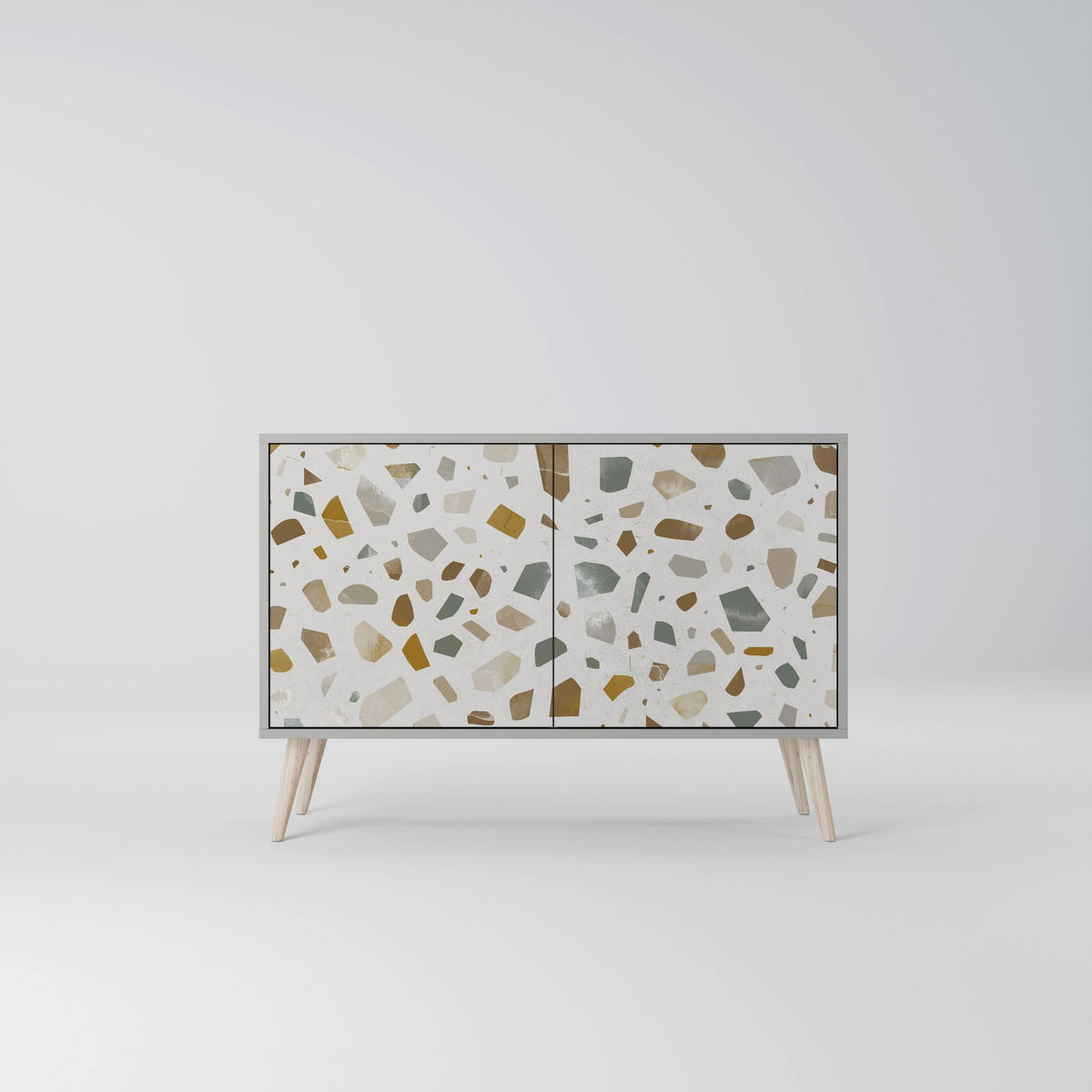 SIDEBOARD PIECES OF TOMORROW, Eicheneffekt, 111x42x77,5 cm, 2 Türen - Eichefarben/Buchefarben, Holzwerkstoff/Buchenholz (111/77.5/42cm) - SpaceRebels