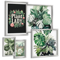 BILDER SET 5er Set - 50x50 cm & 20x30 cm & 40x60 cm Silberner Rahmen - Japanische Natur und Japandi-Stil - Silberfarben, Kunststoff (40/60cm) - TULUP