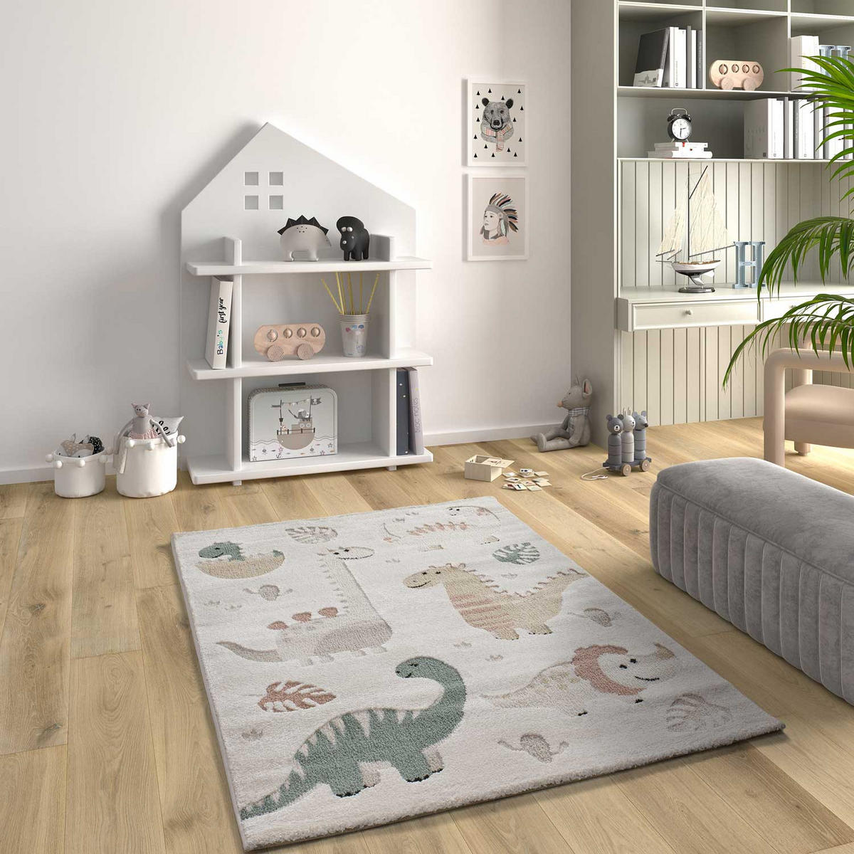 KINDERTEPPICH Beige Clown 120/170 cm - Blau/Gelb, Textil (120/170cm) - Atticgo