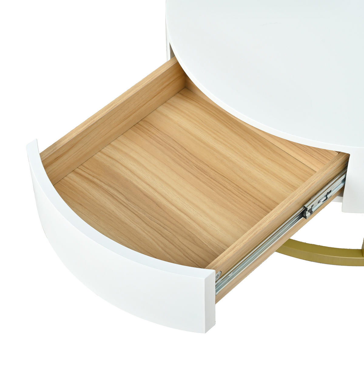 COUCHTISCH-KOMBINATION 70/70/56 + 60/60/27 cm in Weiß und Gold aus MDF mit Schublade - Weiß, Holzwerkstoff (70/70/56cm) - OKMYHOME