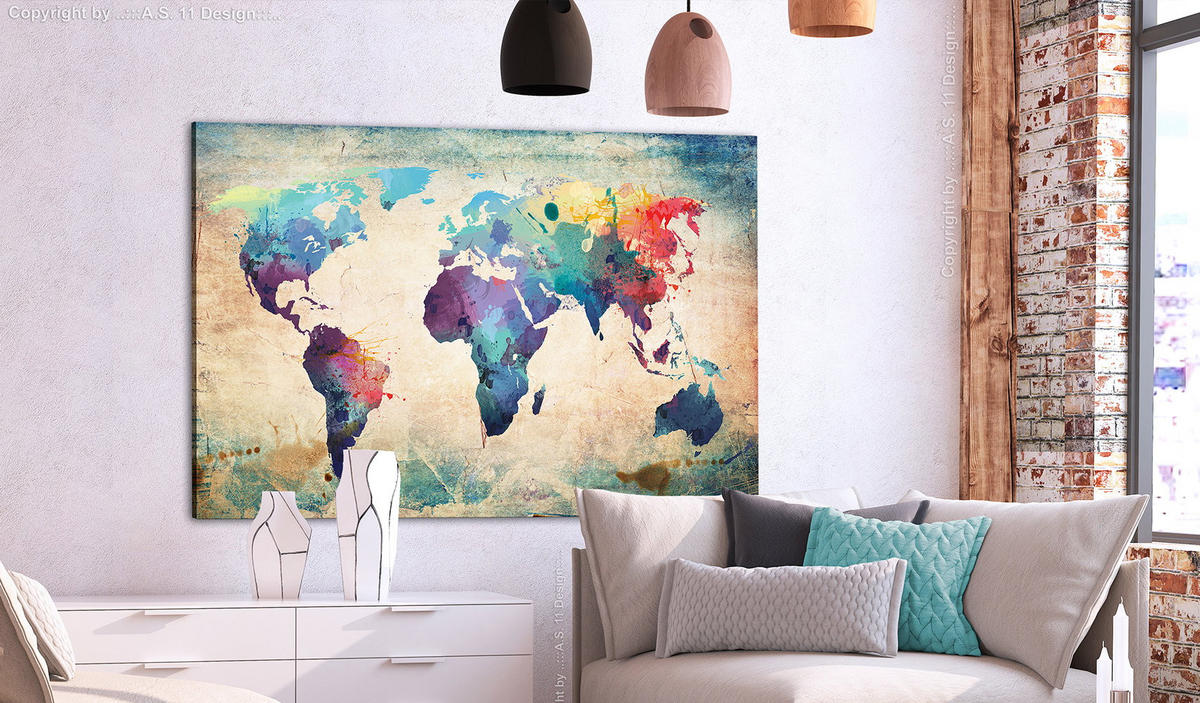 PINNWANDBILDER Bunt 90/60 cm - Multicolor, Naturmaterialien/Textil (90/60cm) - KUNSTLOFT