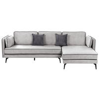 3-SITZER-ECKSOFA Samtstoff Hellgrau Altan - Hellgrau, Textil (268/157cm) - Beliani