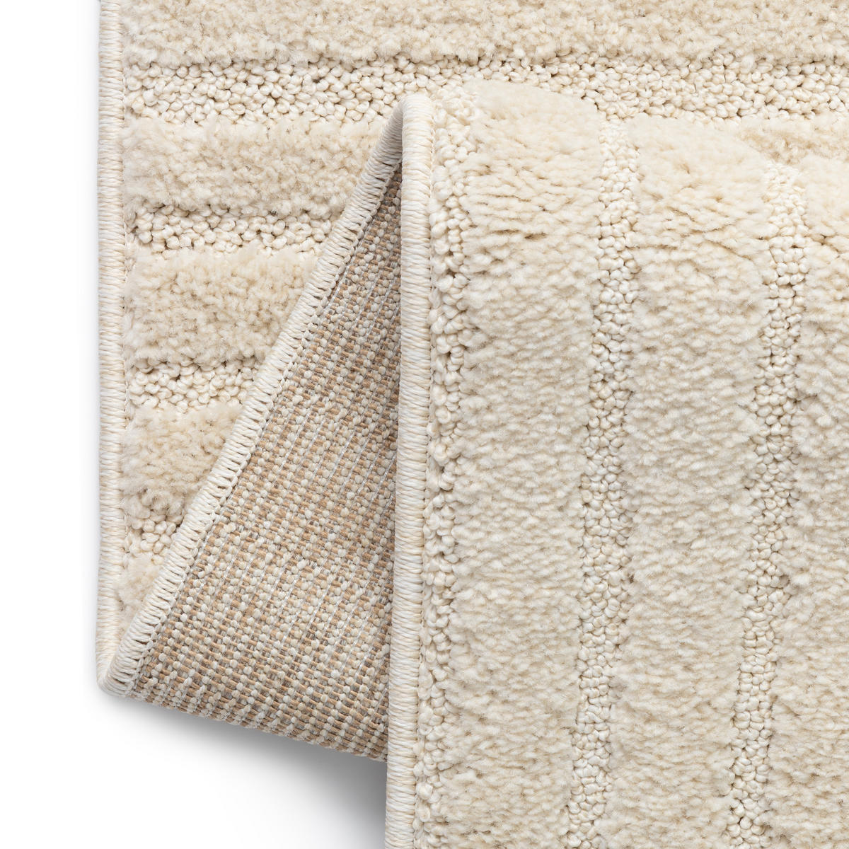 KURZFLORTEPPICH RELIEVO creme geometrisch 3D-Struktur 140/200 cm - Creme, Textil (140/200cm) - Tapiso