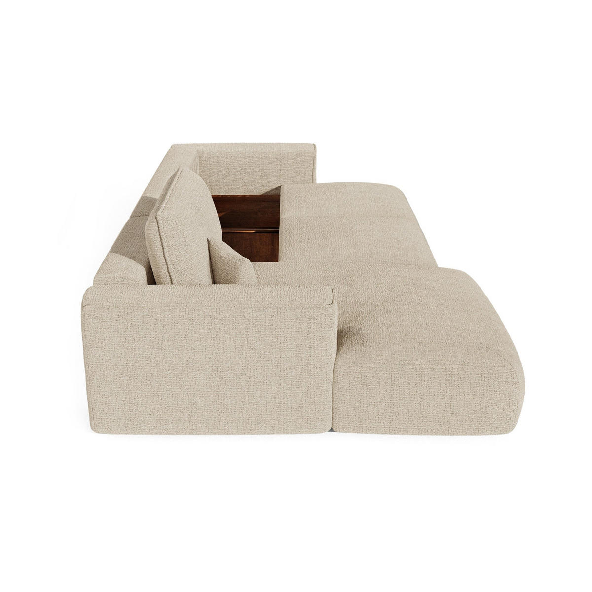 LINKSECK-SCHLAFSOFA mit Stauraum COMO Kettgewebe mit weichem Griff Beige 297cm - Beige, Textil (297/167cm) - Premium Interiors