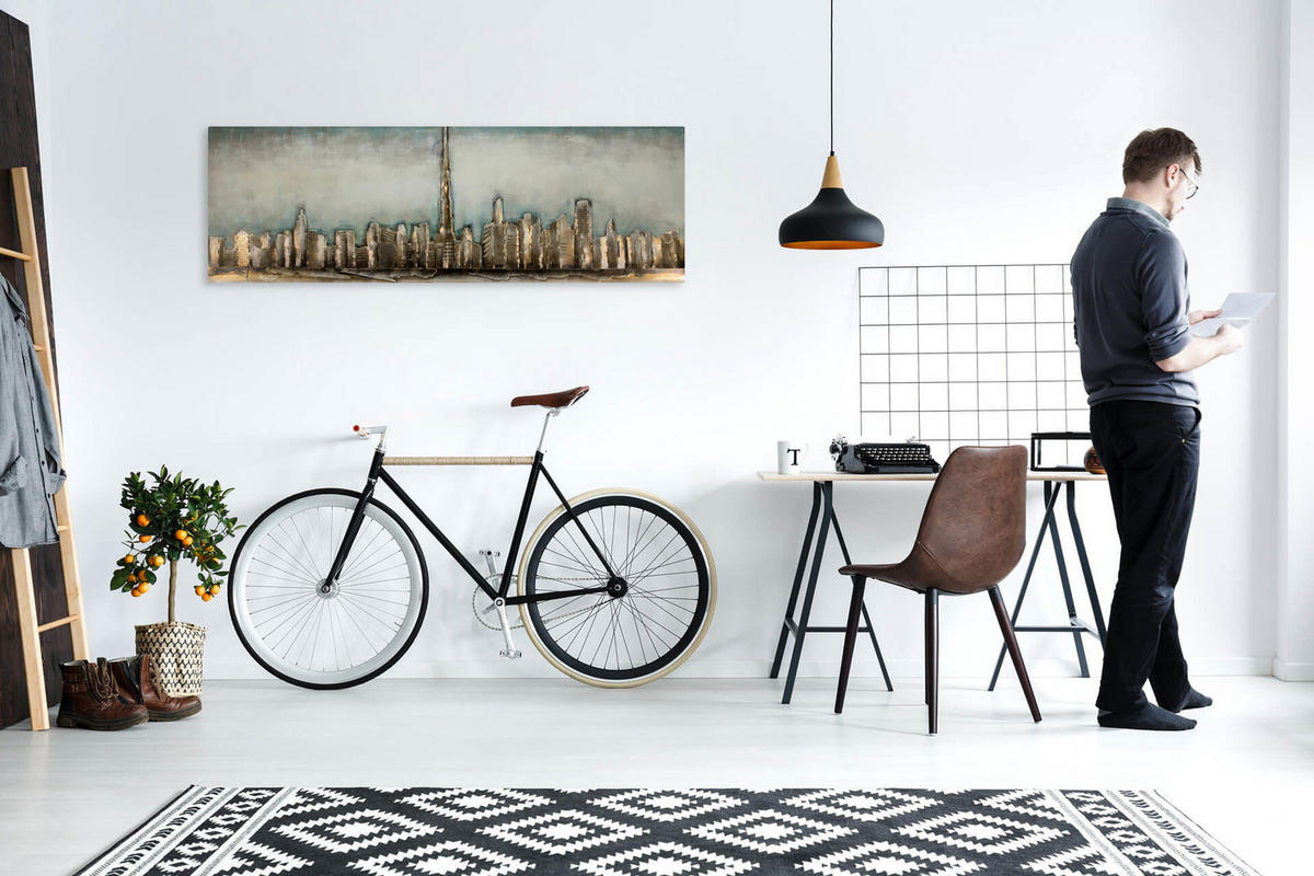 METALLBILD Weiß 150/50 cm - Weiß, Metall (6.4/50cm) - KUNSTLOFT
