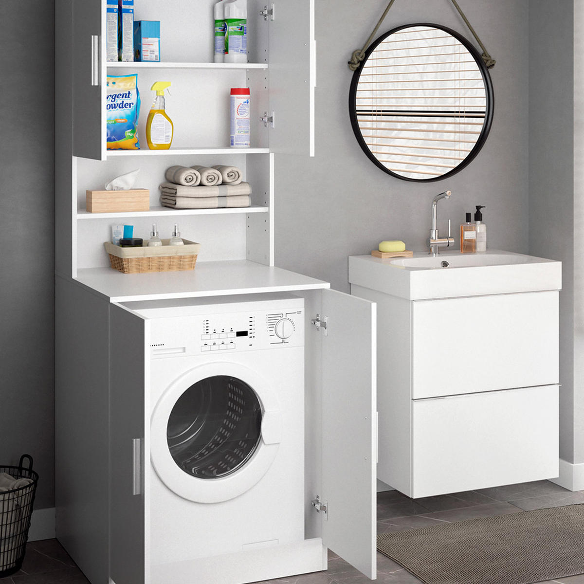 WASCHMASCHINENSCHRANK Liana Weiß 70.5 x 190.5 cm - Weiß, Holzwerkstoff (70.5/190.5/70cm) - Vicco