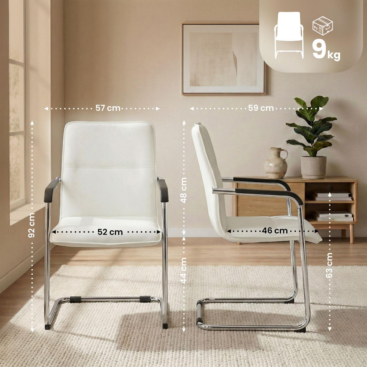 SCHWINGSTUHL Lederlook Weiß - Weiß, Textil/Metall (57/92/59cm) - CLP