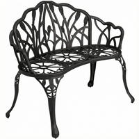 ZAHRADNÍ lavice 99/57/78 cm černá z hliníku s květinovým vzorem pro 2 osoby - černá, kov (57/78/99cm) - OKWISH