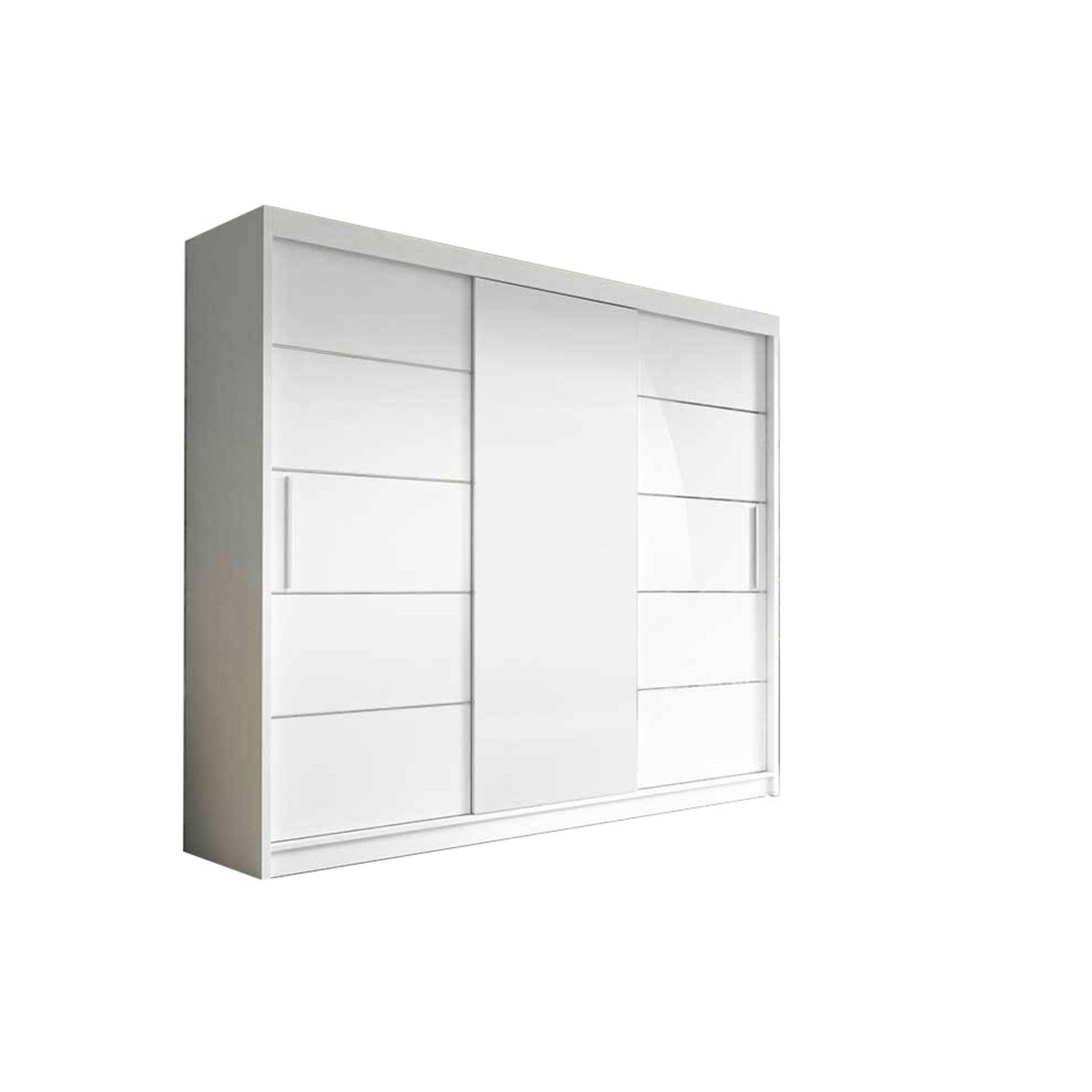 SCHIEBETÜRENSCHRANK - ELBA II Weiß - Weiß, Holzwerkstoff/Metall (250/218/61cm) - Möblo