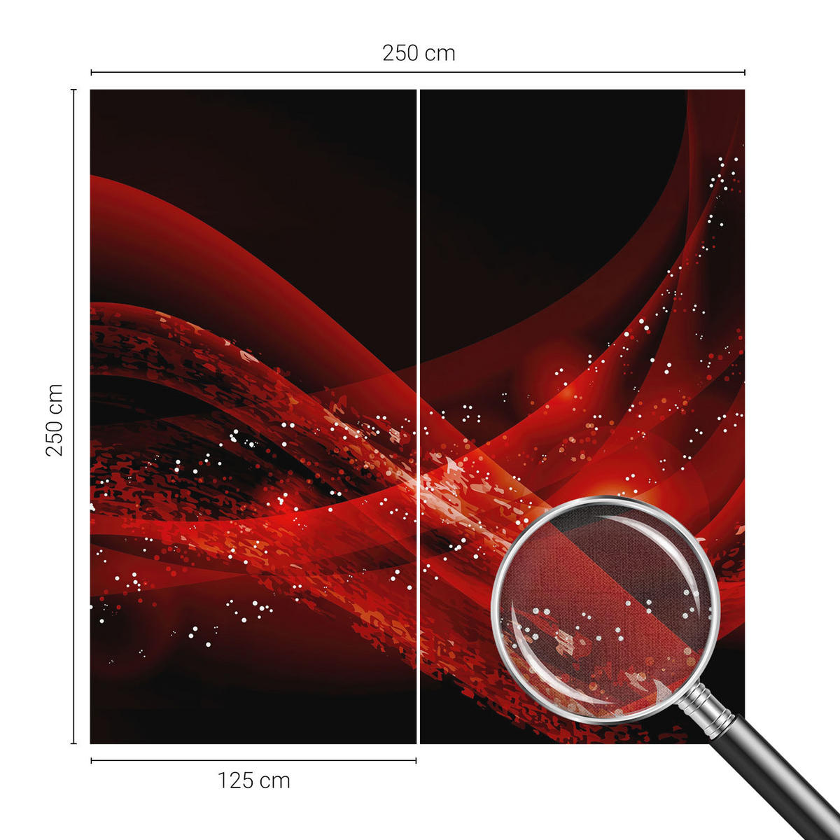 FOTOTAPETE 250x250 cm - Roter Wirbel - Weiß, Textil (250/250cm) - Wallfluent