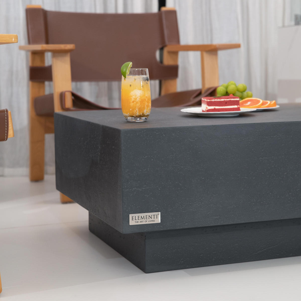 COUCHTISCH TEVERE aus GF-Beton Rechteck, Wetterbeständig, 86x86x36 cm - Dunkelgrau, Naturmaterialien (86/86/36cm) - Elementi