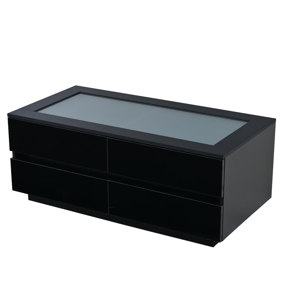 COUCHTISCH 100/50/40 cm schwarz aus Spanplatte mit 4 Schubladen und LED - Schwarz, Holzwerkstoff (50/100/40cm) - OKWISH