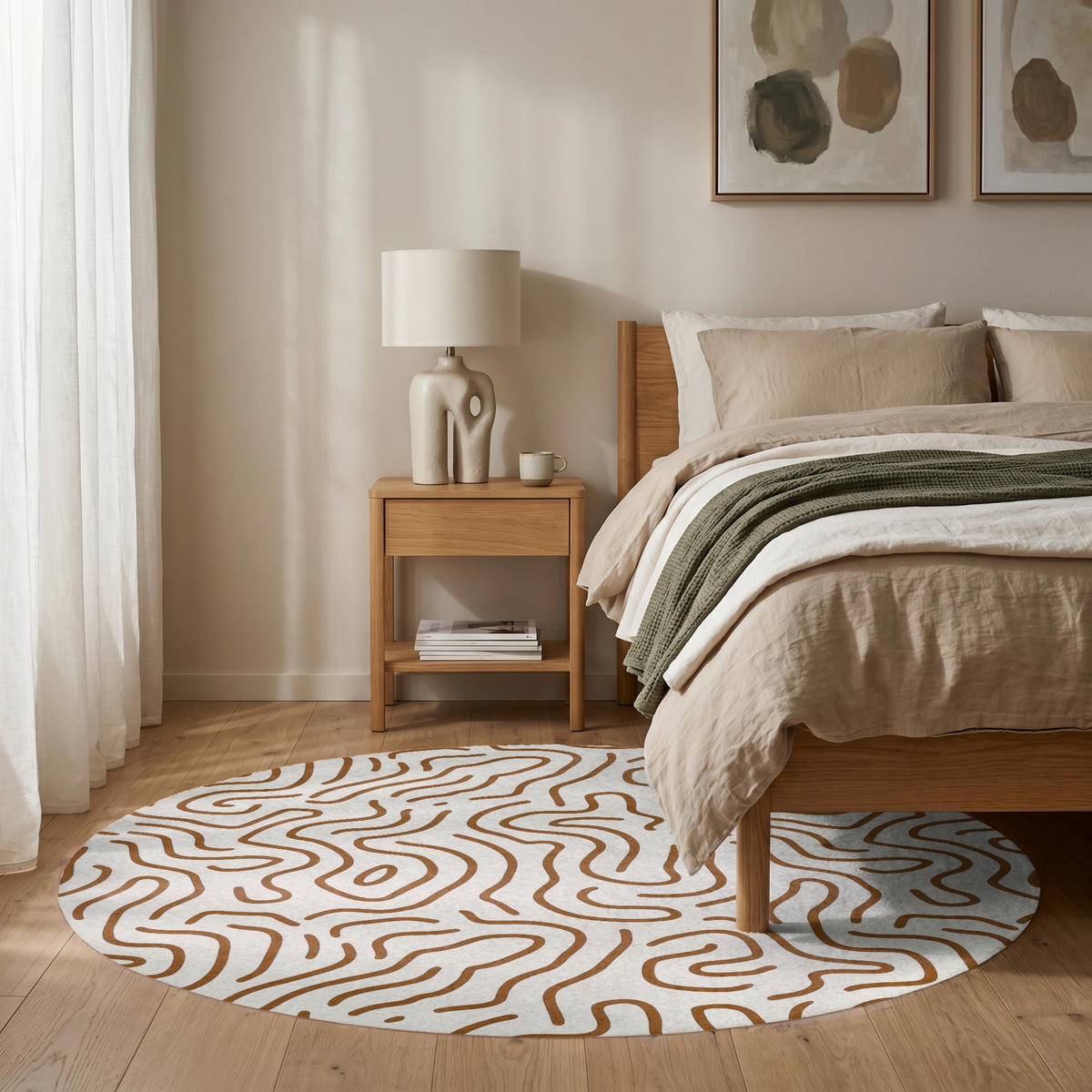 KOBERCE - Minimalistický - Vzor - Terakota - 150x150 cm - hnedá, textil/plast (150/0.4cm) - OnlyWow