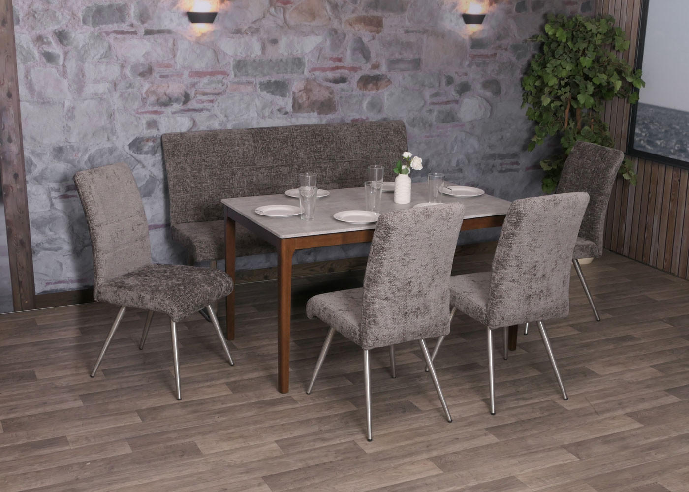 SITZBANK Grau - Grau, Textil (160/100/65cm) - MCW