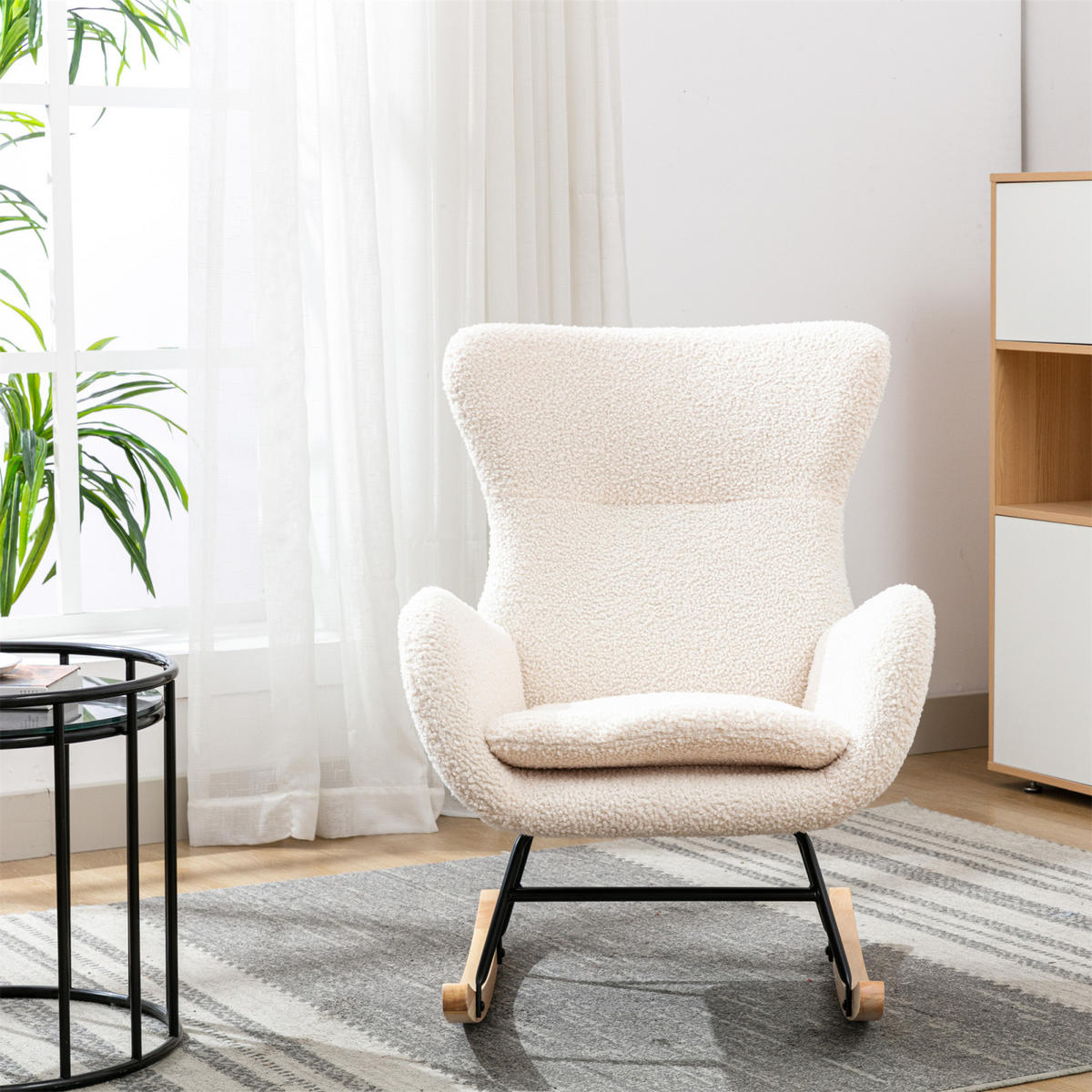 SCHAUKELSTUHL, Beige - Beige, Holz (81.79/92.96/66.8cm)