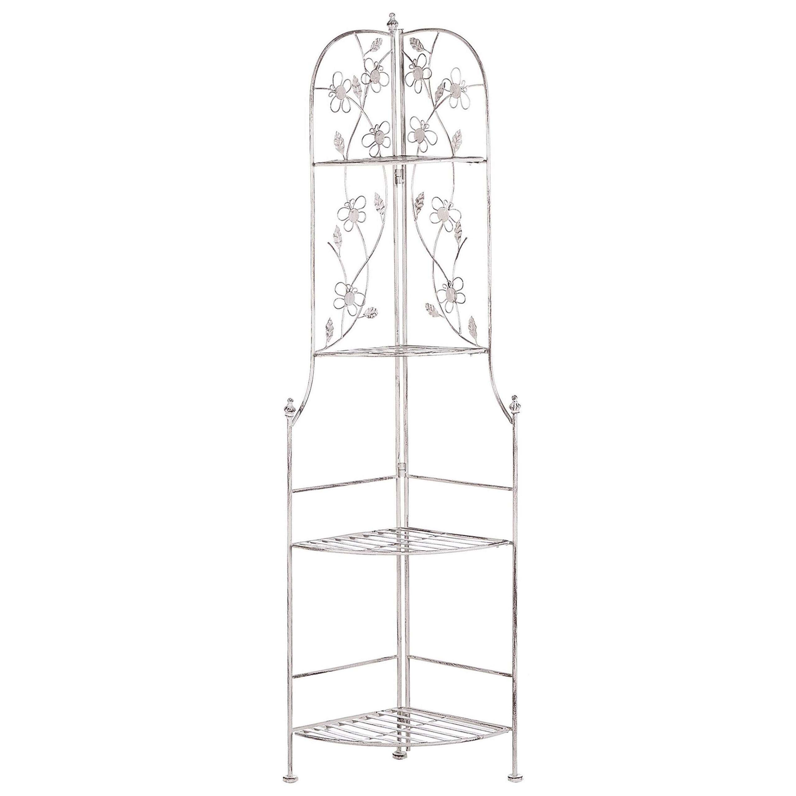 ECKREGAL weiß Metall 4 Ablageflächen klappbar Biella - Weiß, Metall (35/158/35cm) - Beliani
