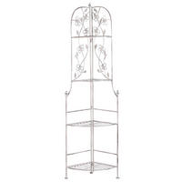 ECKREGAL weiß Metall 4 Ablageflächen klappbar Biella - Weiß, Metall (35/158/35cm) - Beliani