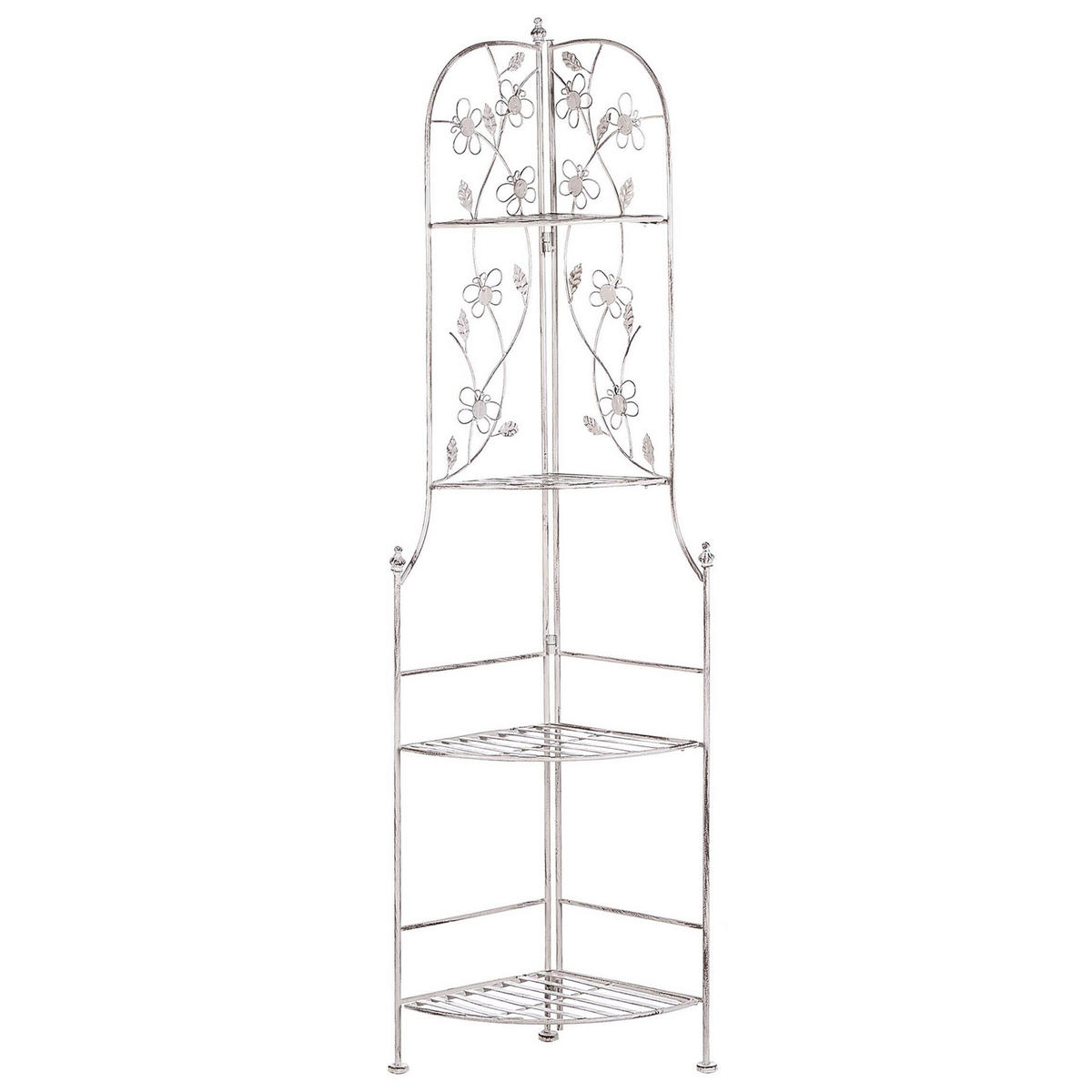 ECKREGAL weiß Metall 4 Ablageflächen klappbar Biella - Weiß, Metall (35/158/35cm) - Beliani