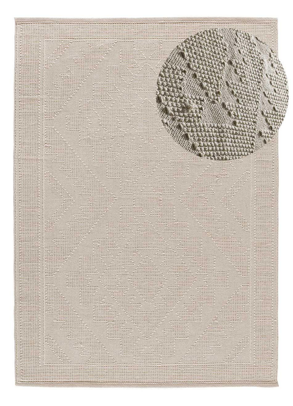 Atticgo Handwebteppich Creme 120x170 cm