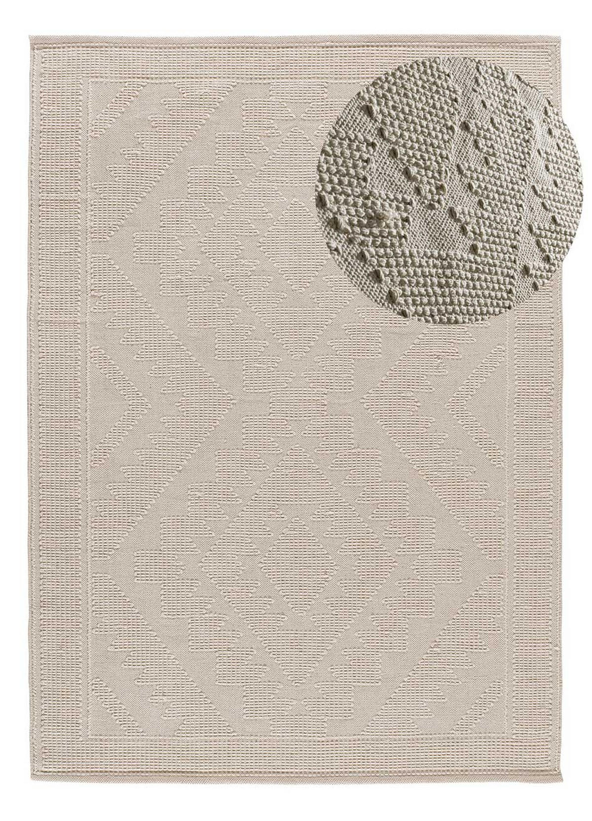 HANDWEBTEPPICH Handgefertigt Creme Pamuk 80/120 cm - Creme, Naturmaterialien (80/120cm) - Atticgo