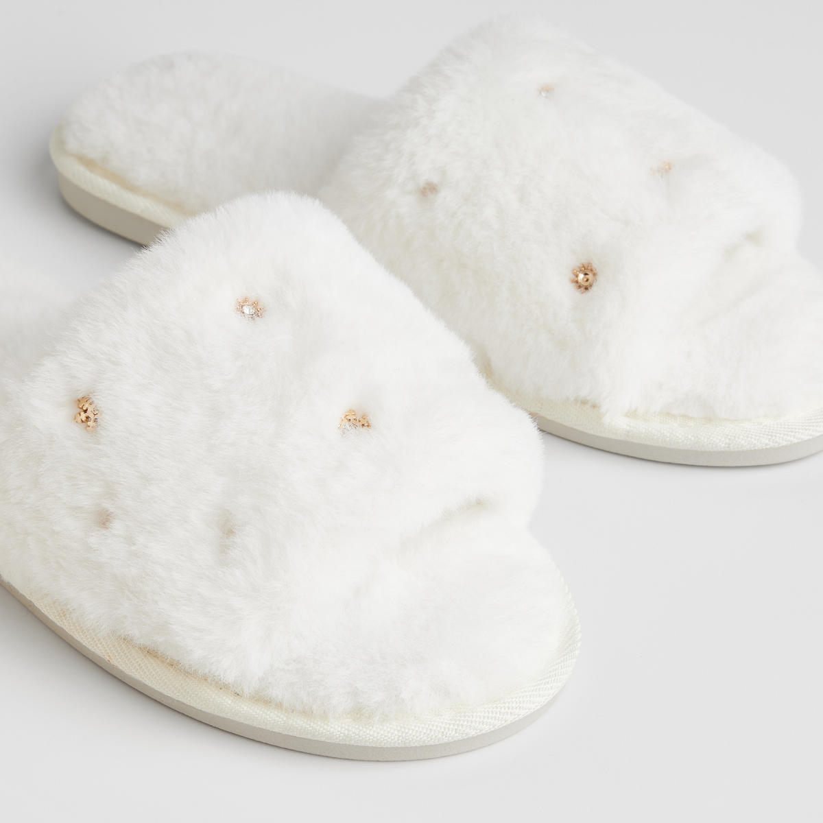 HAUSSCHUHE Warm NULINO, Weiß, 39/40, 1 Paar - Weiß, Textil (8.5/1/26cm) - home&you