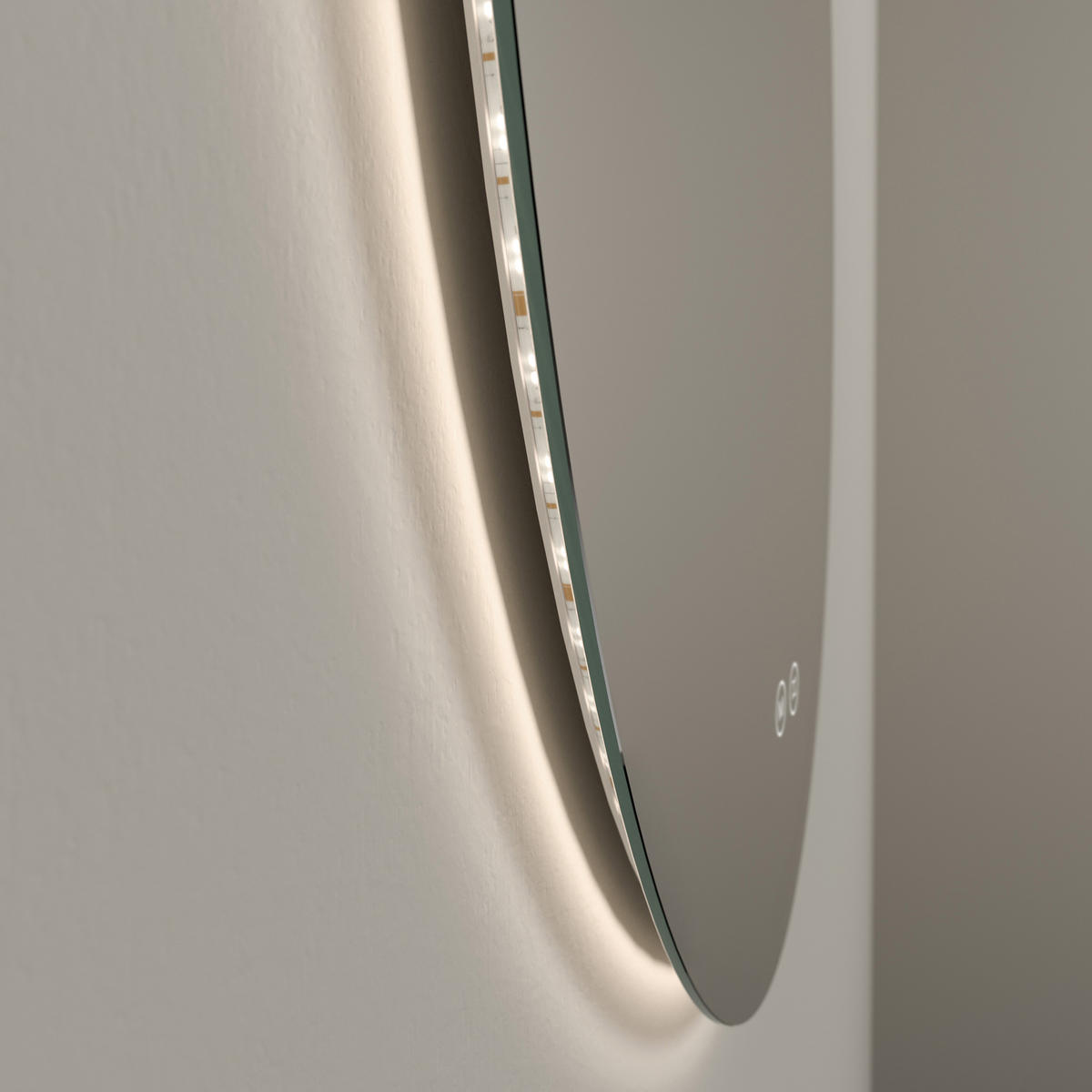 BADSPIEGEL rund mit Beleuchtung rahmenlos Ø50 cm - Weiß, Glas (50/50/3cm) - EMKE