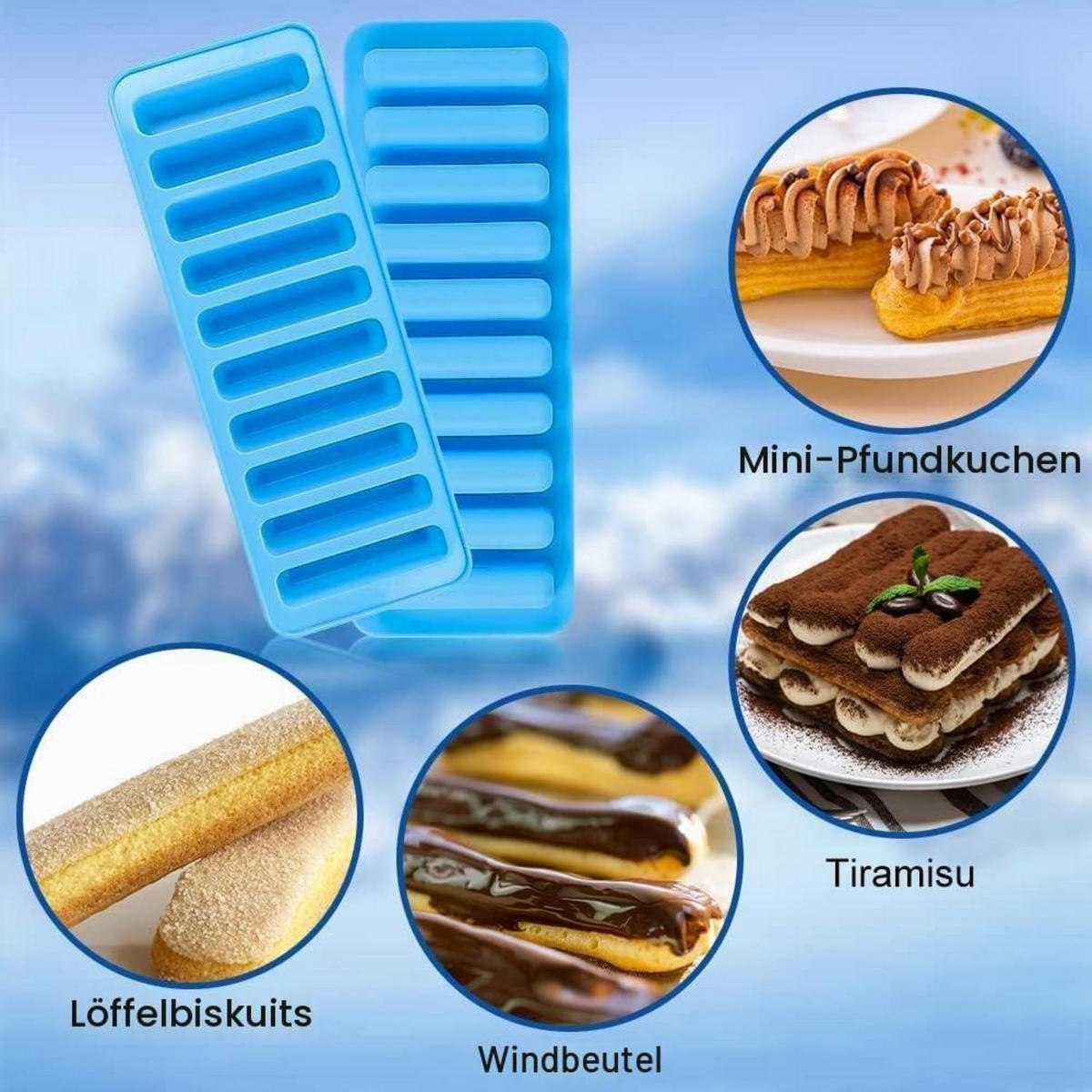 EISWÜRFELFORM Silikon 20er Set - Blau, Kunststoff (9.1/7.5/24.6cm)