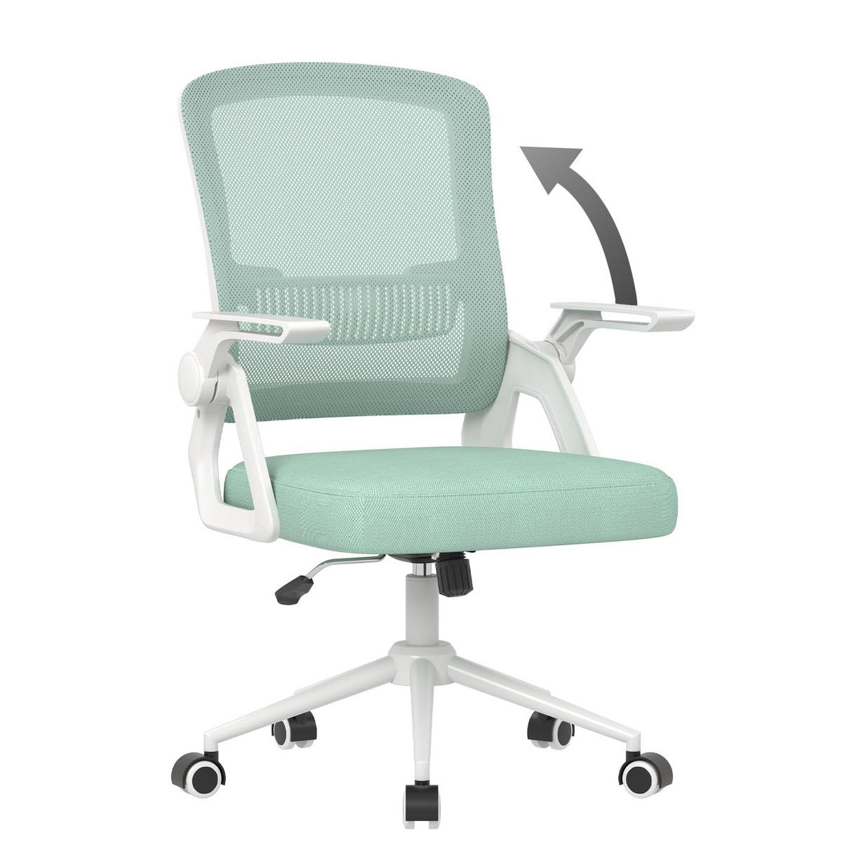 BÜROSTUHL Weiß-Grün ergonomisch mit atmungsaktiver Rückenlehne - Grün, Metall (22.5/53/54.2cm) - Rattrix